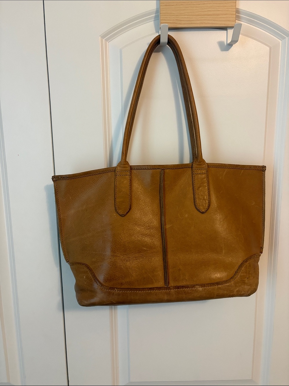 Frye Tan Leather Tote with Dual Shoulder Straps